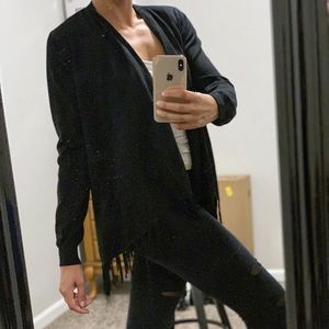 Black Fringed Cardigan